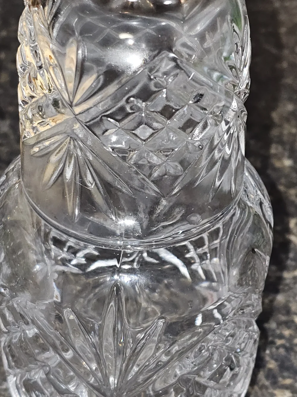 Cut Crystal Square Vase with Peach Rose And Crystal Bedside Water Bottle W/Lid